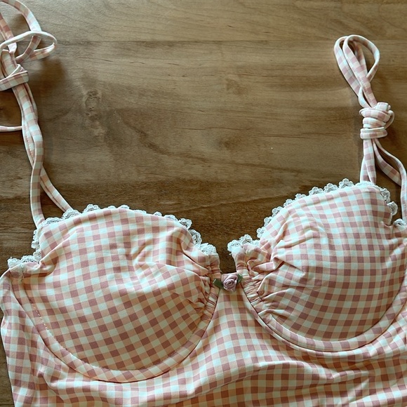 NWT Dippin’ Daisy’s Bonjour One Piece Swimsuit Petal Plaid Lingerie Sexy Gingham - Picture 5 of 11